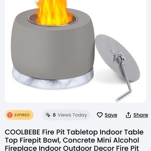 Gray Tabletop Fire Pit with Lid